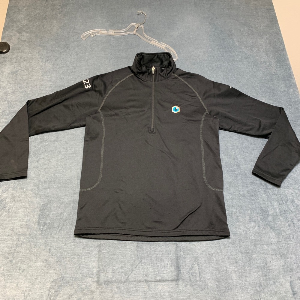 Eddie Bauer Jacket Mens Medium Black Quarter Zip Fleece Mock Neck Raglan Sleeve